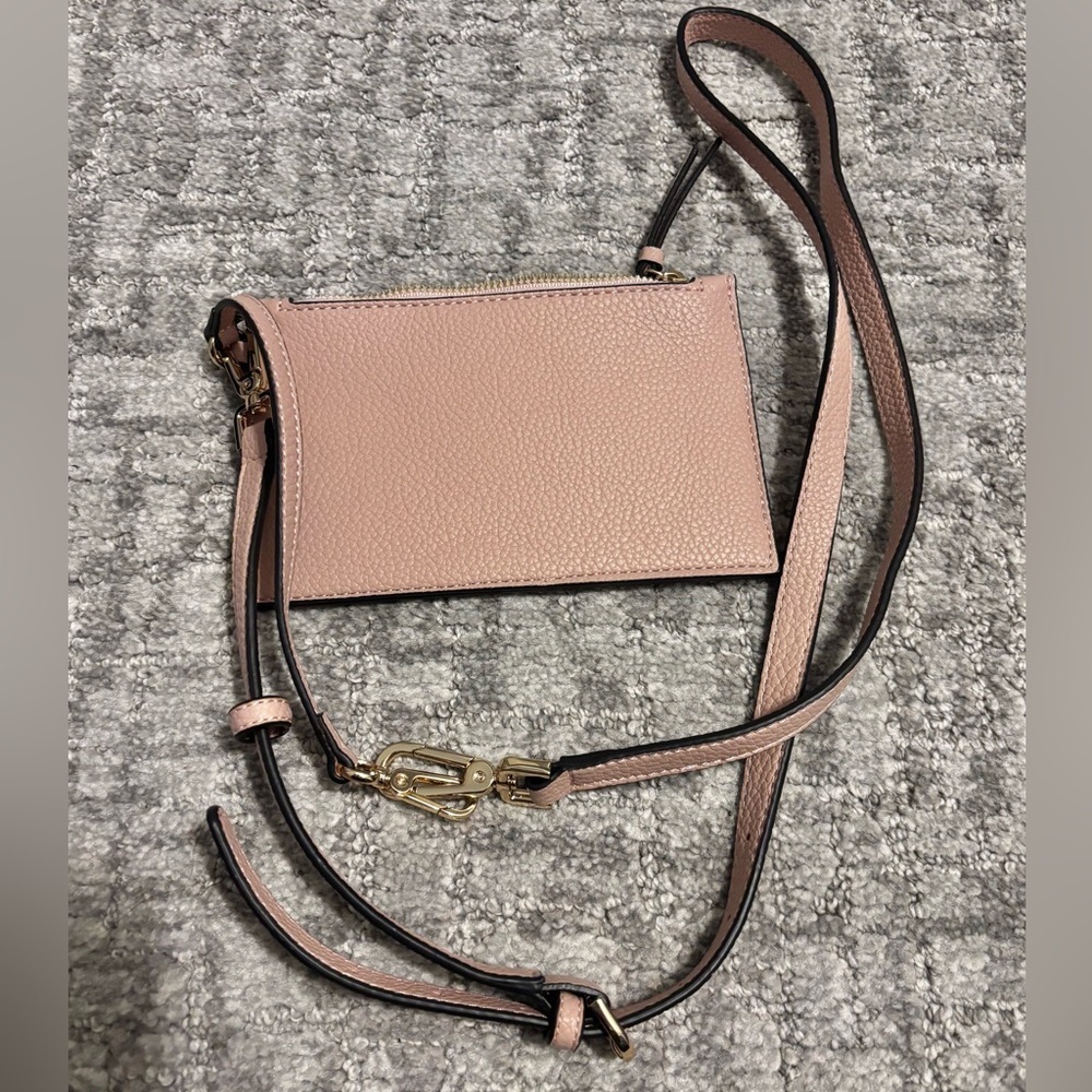 Calvin Klein Pebbled Leather Crossbody Zippered Wristlet Pouch
